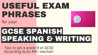 USEFUL EXAM PHRASES FOR YOUR GCSE SPANISH SPEAKING AND WRITING EXAM [upl. by Burkhardt187]