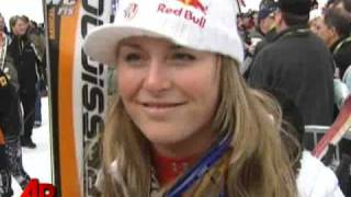 Vonn Hurts Thumb Celebrating Ski Race Win [upl. by Tihor]