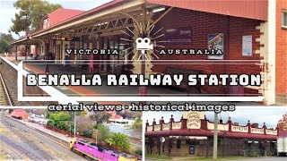 Aerial view  Historic images  walkabout  Benalla Railway Station  Victoria Australia [upl. by Eletnahc919]