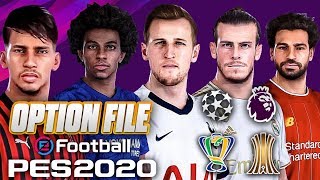 PES 2020  OPTION FILE DOWNLOAD e INSTALAÇÃO RÁPIDA UNIFORMES COMPETIÇÕES PATROCÍNIOS e EMBLEMAS [upl. by Ytsim222]