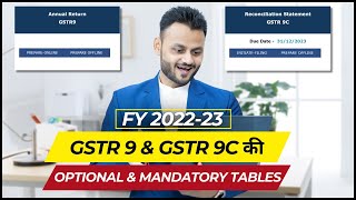 Mandatory amp Optional Tables of GSTR 9 and GSTR 9C for FY 202223 ft skillvivekawasthi [upl. by Mylander]