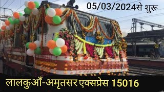 Lalkuan Amritsar Express 1501615 Inaugural run Arrival at Moradabad Railway Station [upl. by Ahsinav]