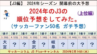 【2024年：J3の順位予想をしてみた。】1回目は上位編。大本命は大宮、対抗が富山。松本山雅や金沢なども高評価。 サッカーファン50名のガチ予想 [upl. by Cirad]