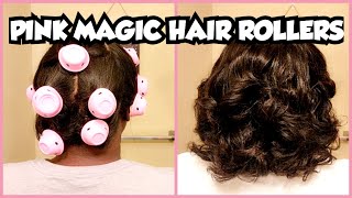 SPOOLIES HAIR CURLERS PINK MAGIC HAIR ROLLERS HEATLESS SILICONE ROLLERS ON RELAXED HAIR FT TEMU [upl. by Anayi152]