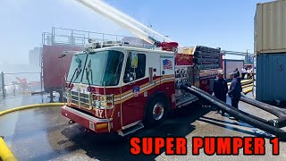 🌟 FLEET FRIDAY 🌟 FDNY SUPER PUMPER 1 TRAINING FLOWING WATER amp COMPARTMENTS [upl. by Nnainot]