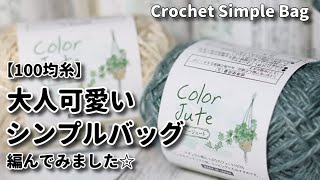 【100均糸】かぎ針編み☆大人可愛いシンプルバッグ編んでみました☆Crochet Simple Bag☆かぎ針編みバッグ編み方 [upl. by Llerral]