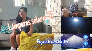 Lámparas solares Paquete de mercado libre si llegan a nuestra casa [upl. by Aysa]