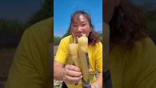 Enjoying beautiful nature life and eating delicious sugarcane fruit satisfying nature shorts [upl. by Michelsen]