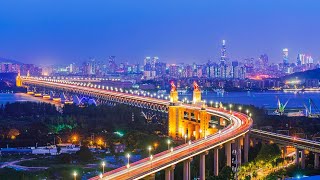 Live Night view of Chinas Nanjing Yangtze River Bridge a national landmark [upl. by Malloch]