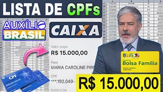 Veja se seu CPF está na LISTA para o PIX de R 15 MIL do AUXÍLIO BRASIL [upl. by Tnarud]