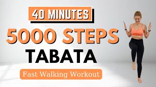 🔥5000 STEPS TABATA WORKOUT🔥FAST WALKING for WEIGHT LOSS🔥KNEE FRIENDLY CARDIO 🔥FULL BODY BURN🔥 [upl. by Galateah209]