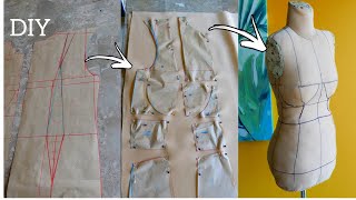 HowTo DIY Pattern Making For A Custom Dress Form Using Your Measurement  Style by Viv [upl. by Litta]