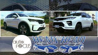 Kia Sorento 22 SX 4x2 AT vs Toyota Fortuner GRS 28 4X4 AT  HeadtoHead [upl. by Boelter]