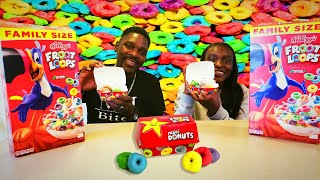 Trying Carls Jr  Hardees New Froot Loop Mini Donuts  MKBites  OKLAHOMA FOOD [upl. by Eelrak]