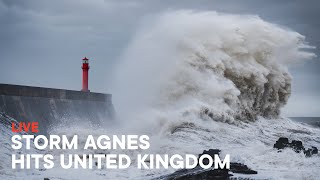 Storm Agnes Live  United Kingdom amp Ireland [upl. by Moule172]