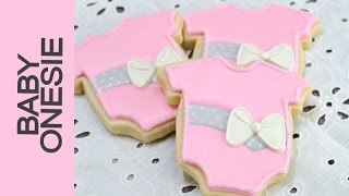 BABY ONESIE DECORATED COOKIES FOR A BABY SHOWER [upl. by Dinse]