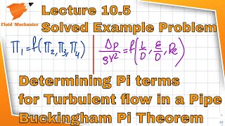 Fluid Mechanics 105  Solved Example Problem Determining Pi Terms Turbulent Flow in a Pipe [upl. by Aenahs]