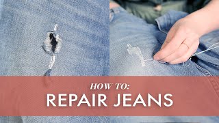 How To Repair Ripped Jeans 3 Ways [upl. by Hsirrap]