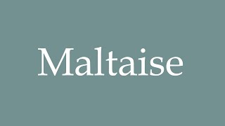 How to Pronounce Maltaise Maltese Correctly in French [upl. by Medeah734]