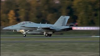 AFTERBURNER US Navy Boeing EA18G Growler “Vikings” Departing Portland International Airport [upl. by Grekin]