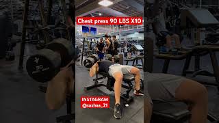 Chest dumbell press 90lbs X10 Gym motivation [upl. by Pudens]