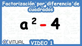 Factorización por Diferencia de Cuadrados Video 1  Álgebra  Vitual [upl. by Marduk114]