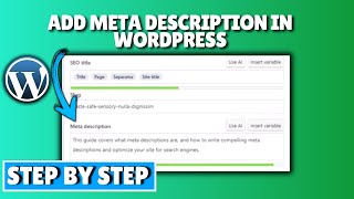 How to add meta description in wordpress 2024 [upl. by Dacy]