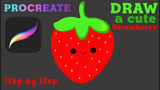 Procreate Tutorial Step by Step  Draw a cute Strawberry with only 1 Brush [upl. by Macur]