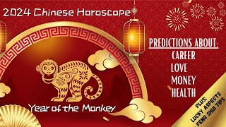 2024 MONKEY Chinese Horoscope Career Love Money amp Health Feng Shui Lucky Numbers and MORE [upl. by Aivekal264]