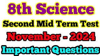 8th Science Second mid term test Important Questions november 2024 8th science important questions [upl. by Nyllek]