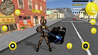 Amazing Neon Iron Stickman Rope Hero Gangstar City  Gameplay Trailer Android Game [upl. by Otxilac743]