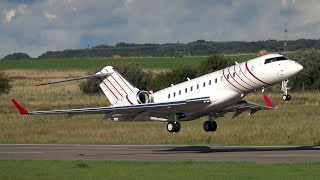 Luxaviation France Stunning Bombardier Global 6500 CSDOU  Start Up and Amazing Short Take Off [upl. by Adnovay]