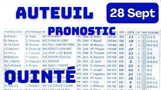 Programme 28 SEPT Programme Quinté du demain AUTEUIL [upl. by Germana]