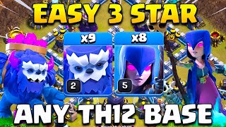 Easy 3 Star  Th12 Yeti Witch Attack Strategy  Best Ground Attack Th12 War Strategy  Coc [upl. by Velvet]