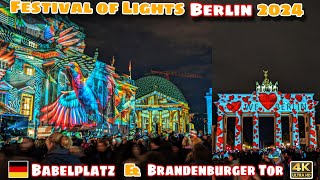 Festival of Lights Berlin 2024  Brandenburger Tor amp Bebelplatz  Lichterfest Berlin 🇩🇪 [upl. by Nauqet]