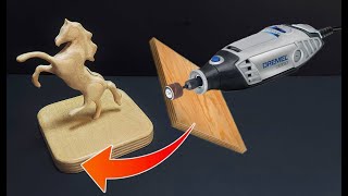 DIY Carving a Wooden Horse Sculpture with Dremel  How to craft [upl. by Samau]