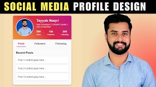 social media profile design html css  profile card html css  web development [upl. by Bergren]