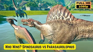 Who wins Spinosaurus vs Parasaurolophus  Jurassic World Evolution [upl. by Alguire]