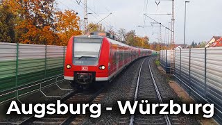 4K Führerstandsmitfahrt Augsburg  Donauwörth  Würzburg  InterCity 2082 amp BR 101  DB Fernverkehr [upl. by Sabrina]