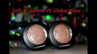 MAC Mineralize Skinfinish Highlighter Soft amp Gentle VS Global Glow Swatches [upl. by Carl]