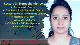 Stereochemistry  Asymmetric Centre RS amp DL Configurations  CSIRNETGATEIITJAM [upl. by Melvina]