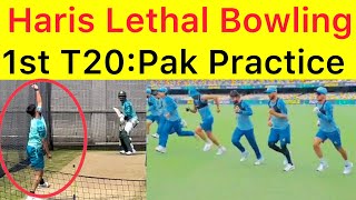 1st T20  Pakistan Team training Session  Haris Rauf lethal bowling practice  BabarRizwan batting [upl. by Solraced]