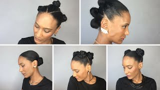 5 CUTE BUNS HAIRSTYLES natural afro hair [upl. by Aiset]