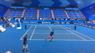 Roger Federer Hopman Cup 2017 Open Practice  Court Level [upl. by Yorgerg]