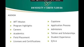 USF Marriage amp Family Therapy Information Session 100223 [upl. by Euqinwahs960]