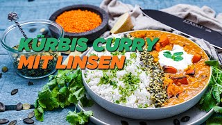 Kürbis Curry mit Linsen  vegan  Motion Cooking [upl. by Jeno]