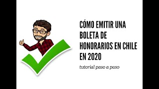 Cómo emitir una boleta de honorarios en Chile paso a paso [upl. by Kai]