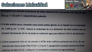 Soluciones Molaridad Ejercicios Resueltos [upl. by Petulia]