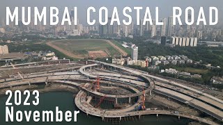 Mumbai Coastal Road November 2023 Progress  Haji Ali amp Amarson Interchange [upl. by Yelra909]