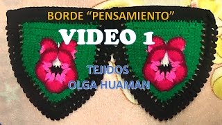 BORDE ORILLA O PUNTILLA A CROCHET PARA COLCHA PENSAMIENTO VIDEO 1 [upl. by Dodi595]